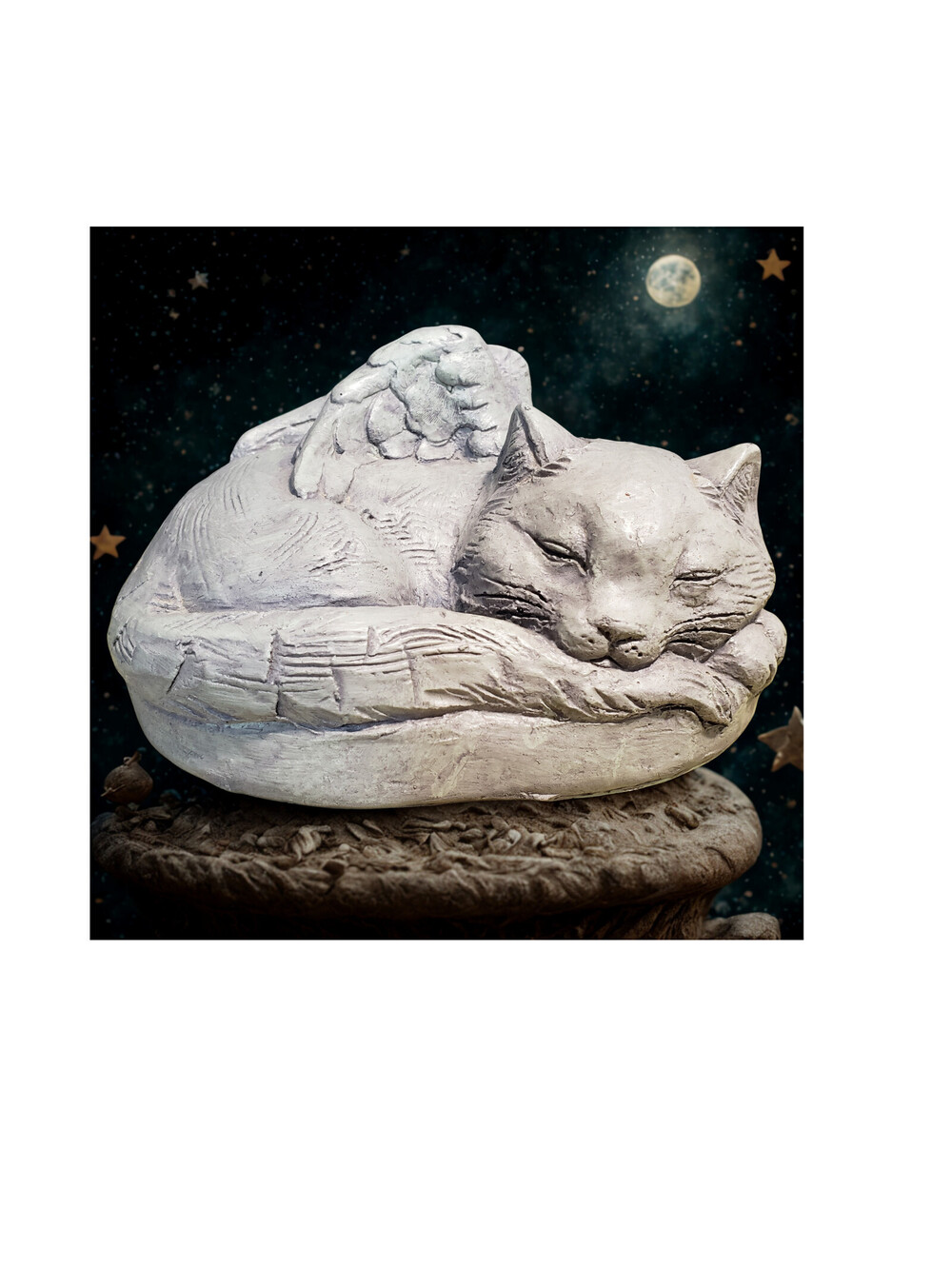 Vintage The Stone Bunny Telle M. Stein Angel Cat 2000 Hand Casted Figurine